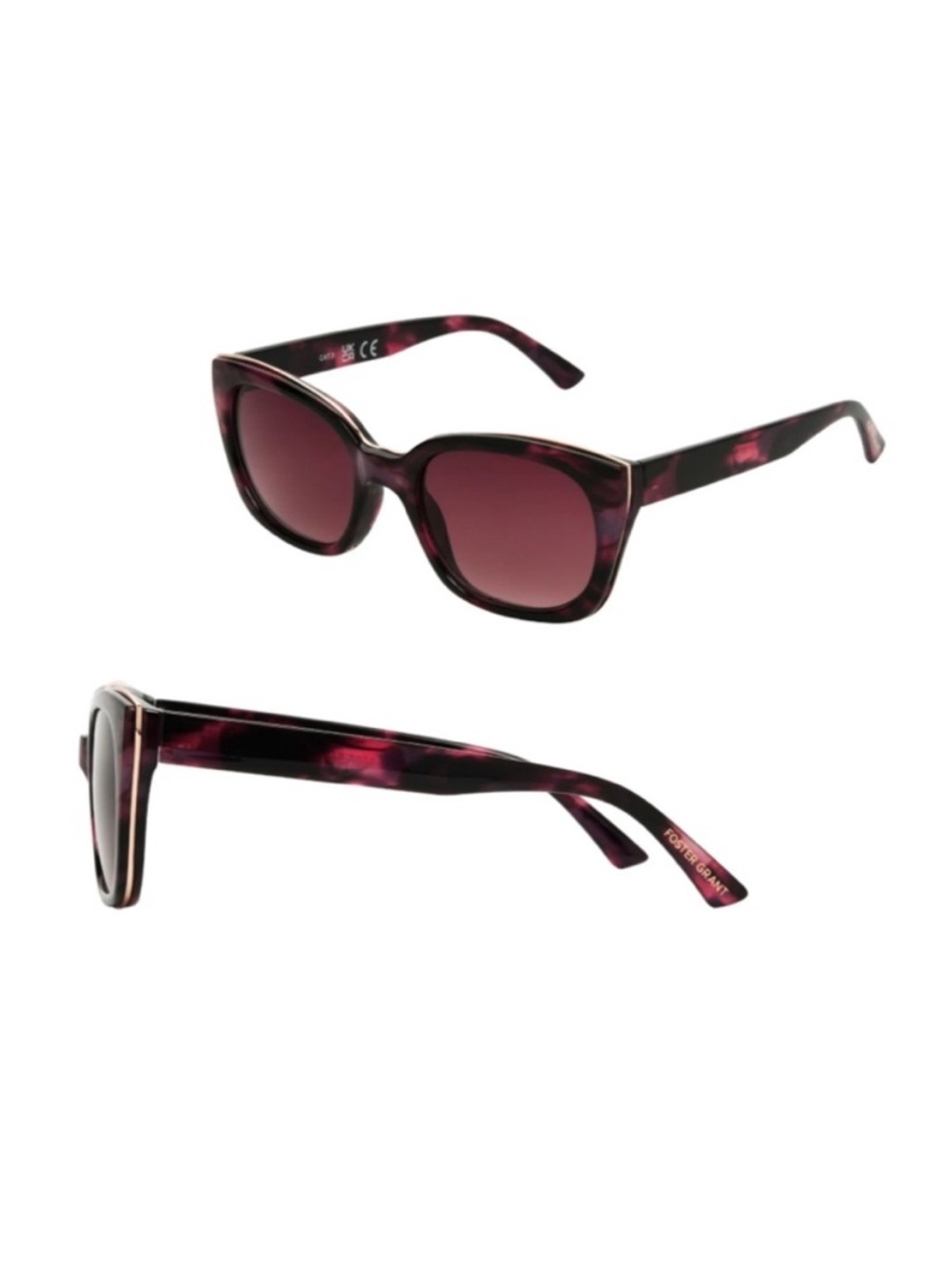 Foster Grant Women’s Cat-Eye Pink Tortoise Shell Gradient Lenses Sunglasses - Picture 1 of 11